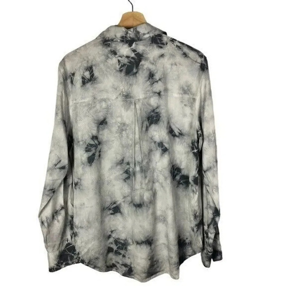 Sanctuary Gray Tie Dye Washed Boyfriend Long Sleeve Button Down XS - Picture 3 of 5